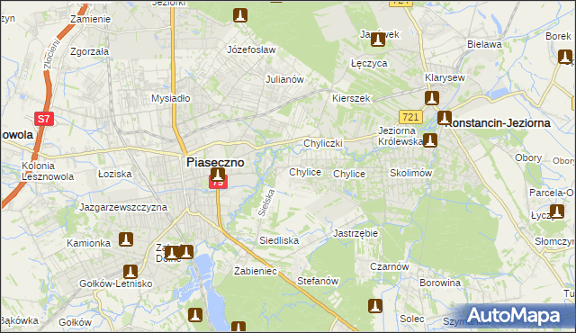 mapa Chylice gmina Piaseczno, Chylice gmina Piaseczno na mapie Targeo