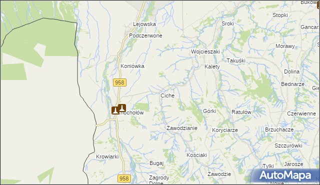 mapa Ciche gmina Czarny Dunajec, Ciche gmina Czarny Dunajec na mapie Targeo