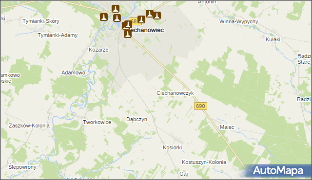 mapa Ciechanowczyk, Ciechanowczyk na mapie Targeo