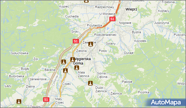 mapa Cięcina, Cięcina na mapie Targeo