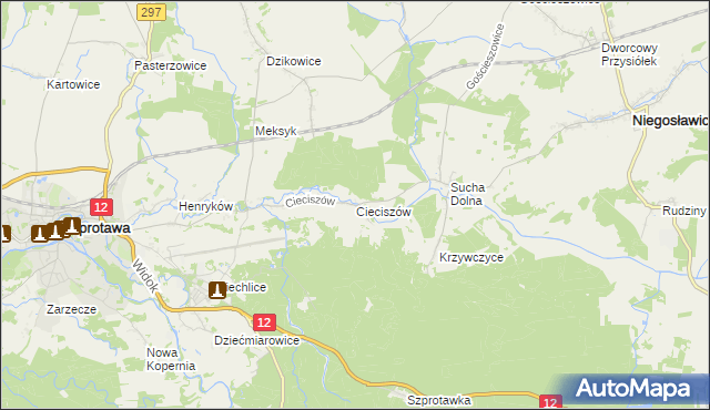 mapa Cieciszów, Cieciszów na mapie Targeo