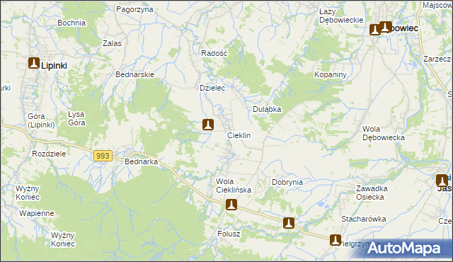 mapa Cieklin, Cieklin na mapie Targeo