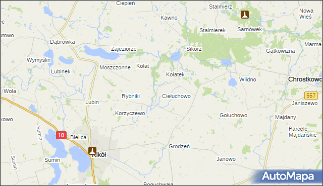 mapa Ciełuchowo, Ciełuchowo na mapie Targeo