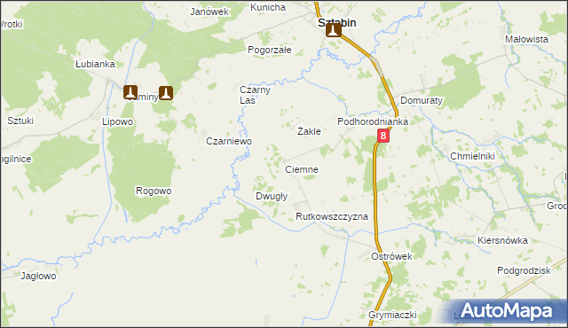 mapa Ciemne gmina Suchowola, Ciemne gmina Suchowola na mapie Targeo