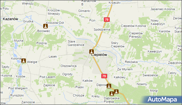 mapa Ciepielów powiat lipski, Ciepielów powiat lipski na mapie Targeo