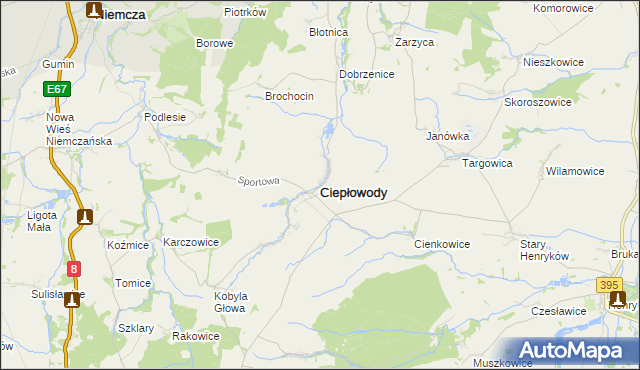 mapa Ciepłowody, Ciepłowody na mapie Targeo