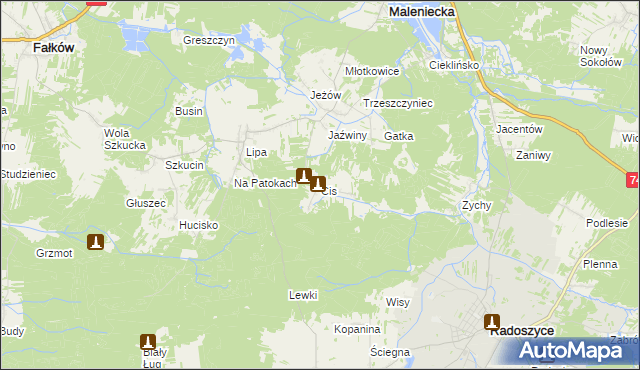 mapa Cis gmina Ruda Maleniecka, Cis gmina Ruda Maleniecka na mapie Targeo