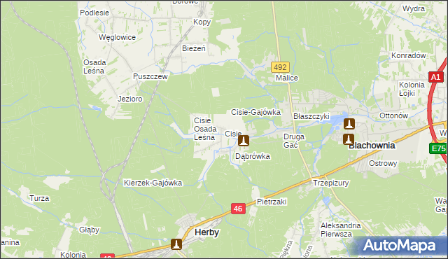 mapa Cisie gmina Blachownia, Cisie gmina Blachownia na mapie Targeo