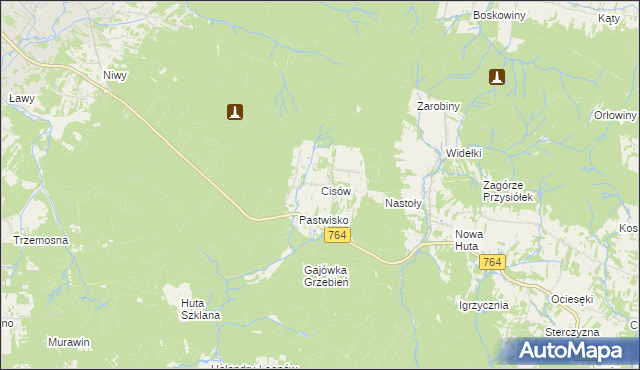 mapa Cisów gmina Daleszyce, Cisów gmina Daleszyce na mapie Targeo