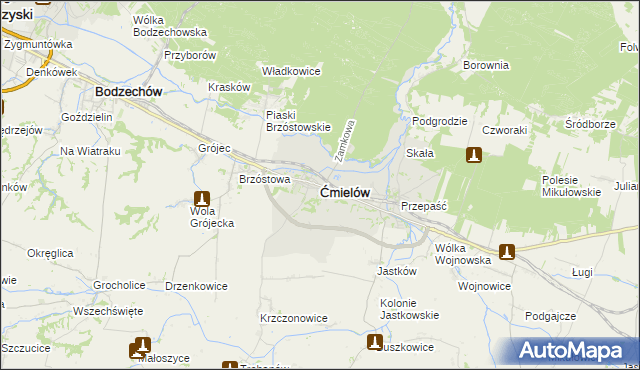 mapa Ćmielów, Ćmielów na mapie Targeo