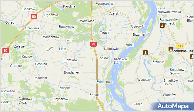 mapa Coniew, Coniew na mapie Targeo