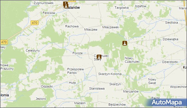 mapa Czachulec Stary, Czachulec Stary na mapie Targeo