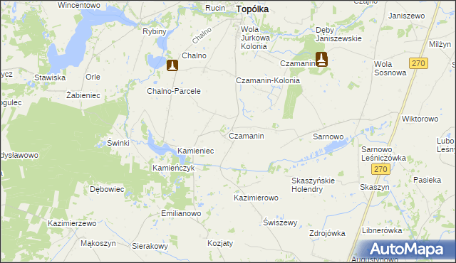 mapa Czamanin, Czamanin na mapie Targeo