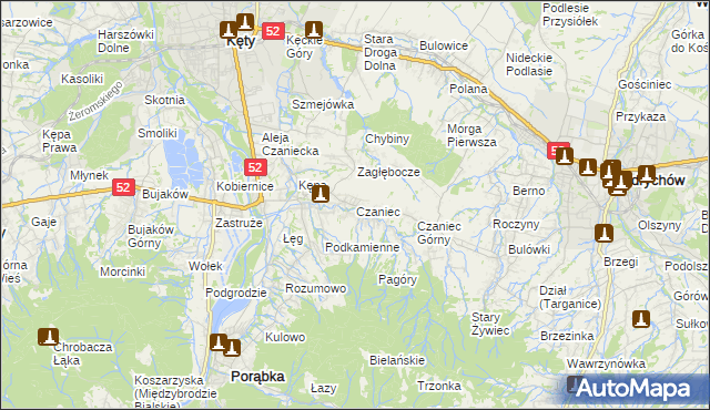 mapa Czaniec, Czaniec na mapie Targeo