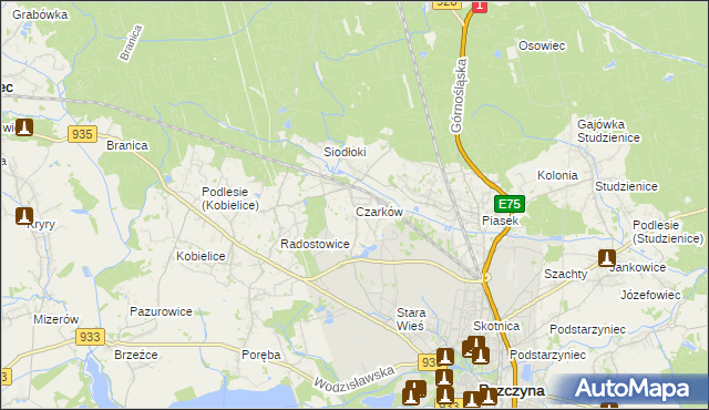 mapa Czarków gmina Pszczyna, Czarków gmina Pszczyna na mapie Targeo