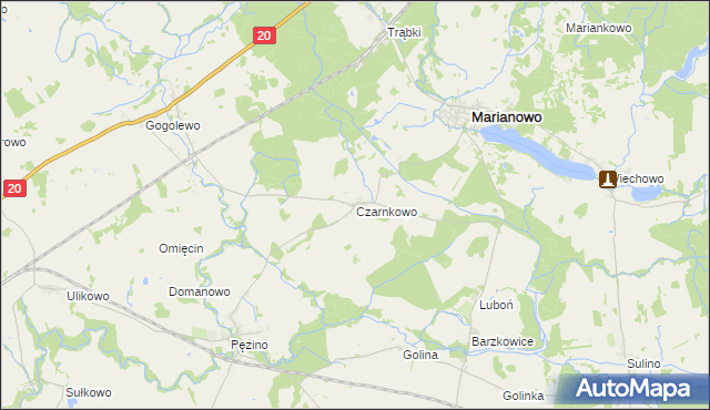 mapa Czarnkowo gmina Marianowo, Czarnkowo gmina Marianowo na mapie Targeo