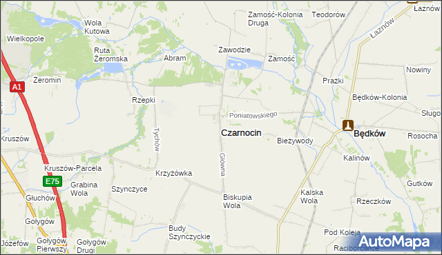 mapa Czarnocin powiat piotrkowski, Czarnocin powiat piotrkowski na mapie Targeo