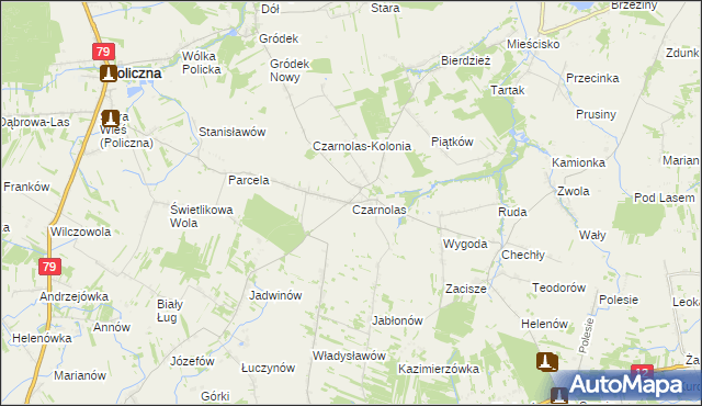 mapa Czarnolas gmina Policzna, Czarnolas gmina Policzna na mapie Targeo