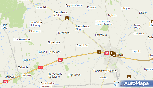 mapa Cząstków gmina Kłodawa, Cząstków gmina Kłodawa na mapie Targeo