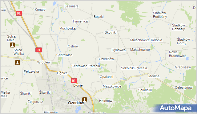 mapa Czerchów, Czerchów na mapie Targeo
