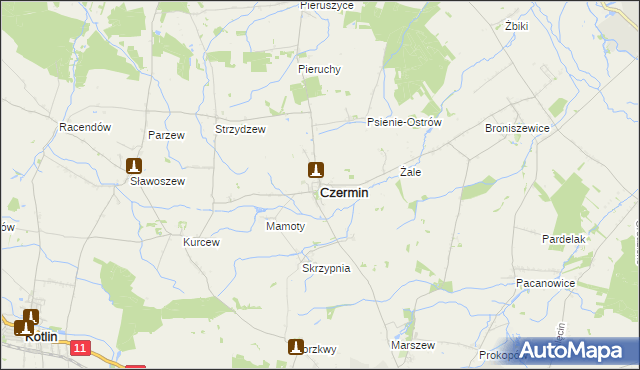 mapa Czermin powiat pleszewski, Czermin powiat pleszewski na mapie Targeo