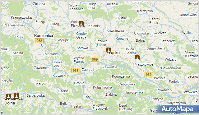 mapa Czerniec gmina Łącko, Czerniec gmina Łącko na mapie Targeo