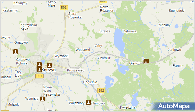 mapa Czerniki gmina Kętrzyn, Czerniki gmina Kętrzyn na mapie Targeo