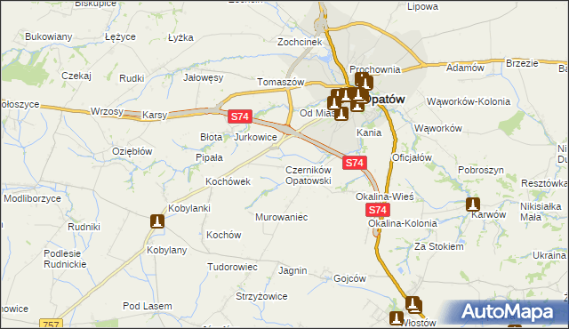 mapa Czerników Opatowski, Czerników Opatowski na mapie Targeo