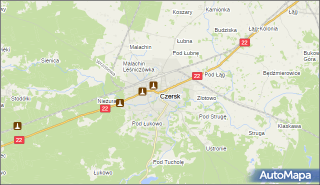 mapa Czersk powiat chojnicki, Czersk powiat chojnicki na mapie Targeo