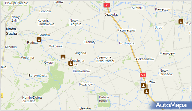 mapa Czerwona Niwa-Parcel, Czerwona Niwa-Parcel na mapie Targeo