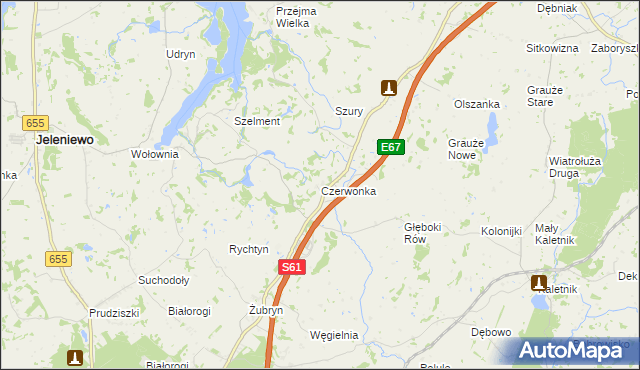 mapa Czerwonka gmina Szypliszki, Czerwonka gmina Szypliszki na mapie Targeo