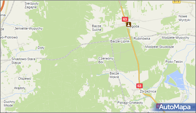 mapa Czerwony Bór gmina Zambrów, Czerwony Bór gmina Zambrów na mapie Targeo