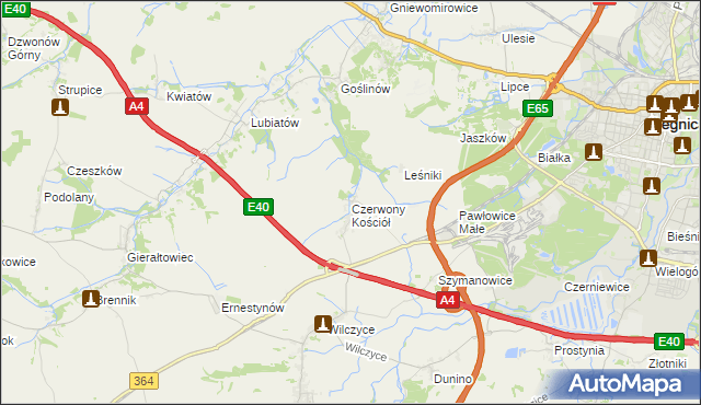 mapa Czerwony Kościół, Czerwony Kościół na mapie Targeo