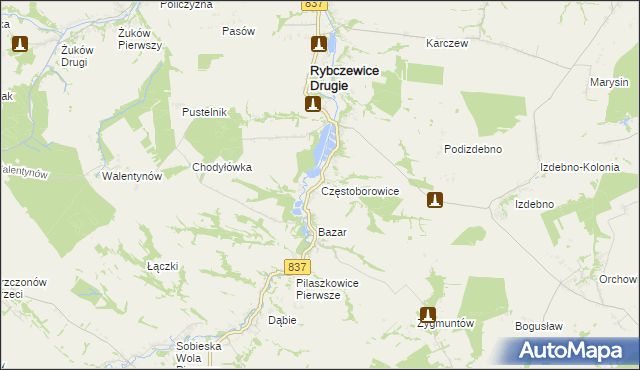 mapa Częstoborowice, Częstoborowice na mapie Targeo