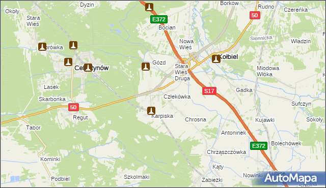 mapa Człekówka, Człekówka na mapie Targeo