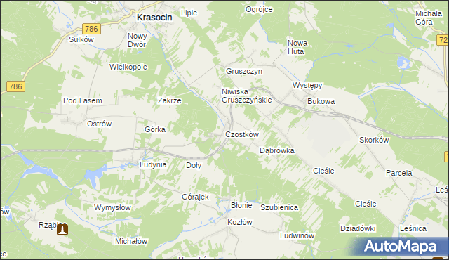 mapa Czostków gmina Krasocin, Czostków gmina Krasocin na mapie Targeo