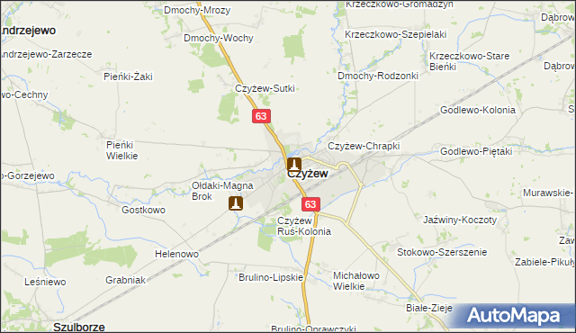 mapa Czyżew powiat wysokomazowiecki, Czyżew powiat wysokomazowiecki na mapie Targeo