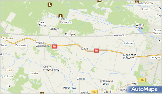 mapa Dąbie gmina Łuków, Dąbie gmina Łuków na mapie Targeo