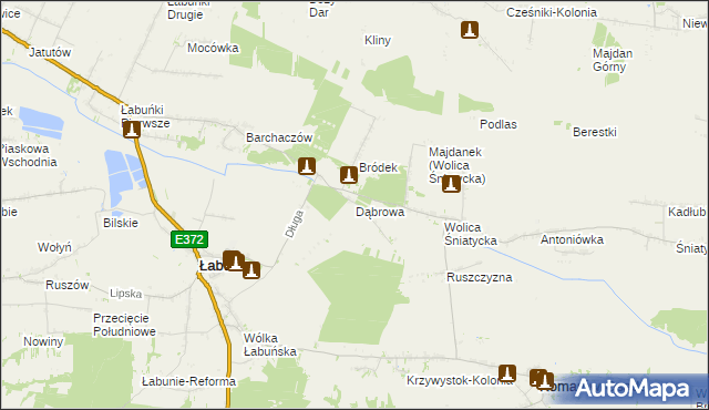 mapa Dąbrowa gmina Łabunie, Dąbrowa gmina Łabunie na mapie Targeo