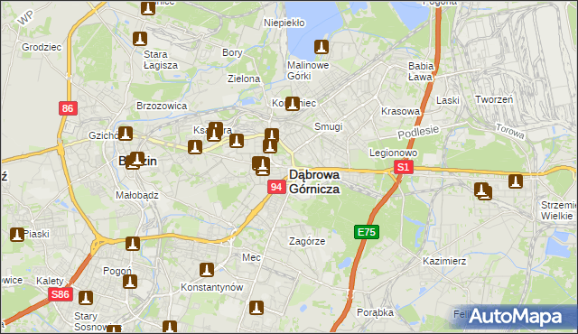 mapa Dąbrowa Górnicza, Dąbrowa Górnicza na mapie Targeo