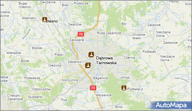 mapa Dąbrowa Tarnowska, Dąbrowa Tarnowska na mapie Targeo