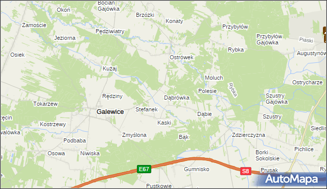 mapa Dąbrówka gmina Galewice, Dąbrówka gmina Galewice na mapie Targeo