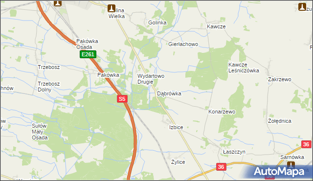 mapa Dąbrówka gmina Rawicz, Dąbrówka gmina Rawicz na mapie Targeo