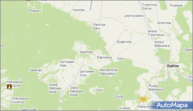 mapa Dąbrówka gmina Sienno, Dąbrówka gmina Sienno na mapie Targeo