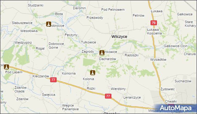 mapa Dacharzów, Dacharzów na mapie Targeo