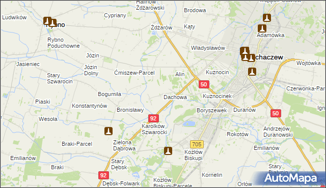 mapa Dachowa gmina Sochaczew, Dachowa gmina Sochaczew na mapie Targeo