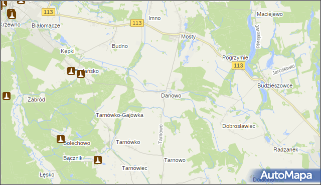 mapa Danowo gmina Goleniów, Danowo gmina Goleniów na mapie Targeo