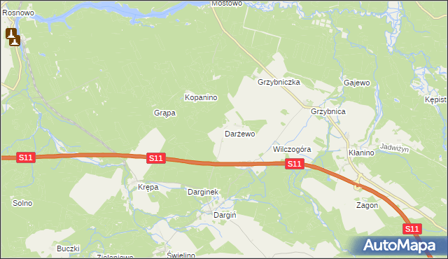 mapa Darżewo gmina Bobolice, Darżewo gmina Bobolice na mapie Targeo