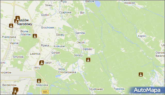 mapa Dębiaki, Dębiaki na mapie Targeo