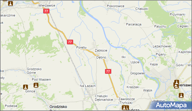 mapa Dębno gmina Leżajsk, Dębno gmina Leżajsk na mapie Targeo